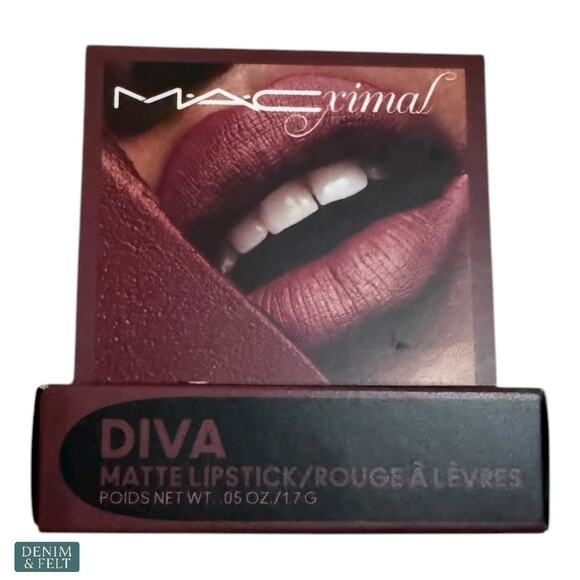 MAC Matte Maximal Lipstick 603 Diva Deep Burgundy Red .05oz Mini Travel NEW - Picture 6 of 11